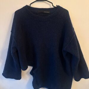 Isabel Benenato Wool Navy Assymetric Sweater